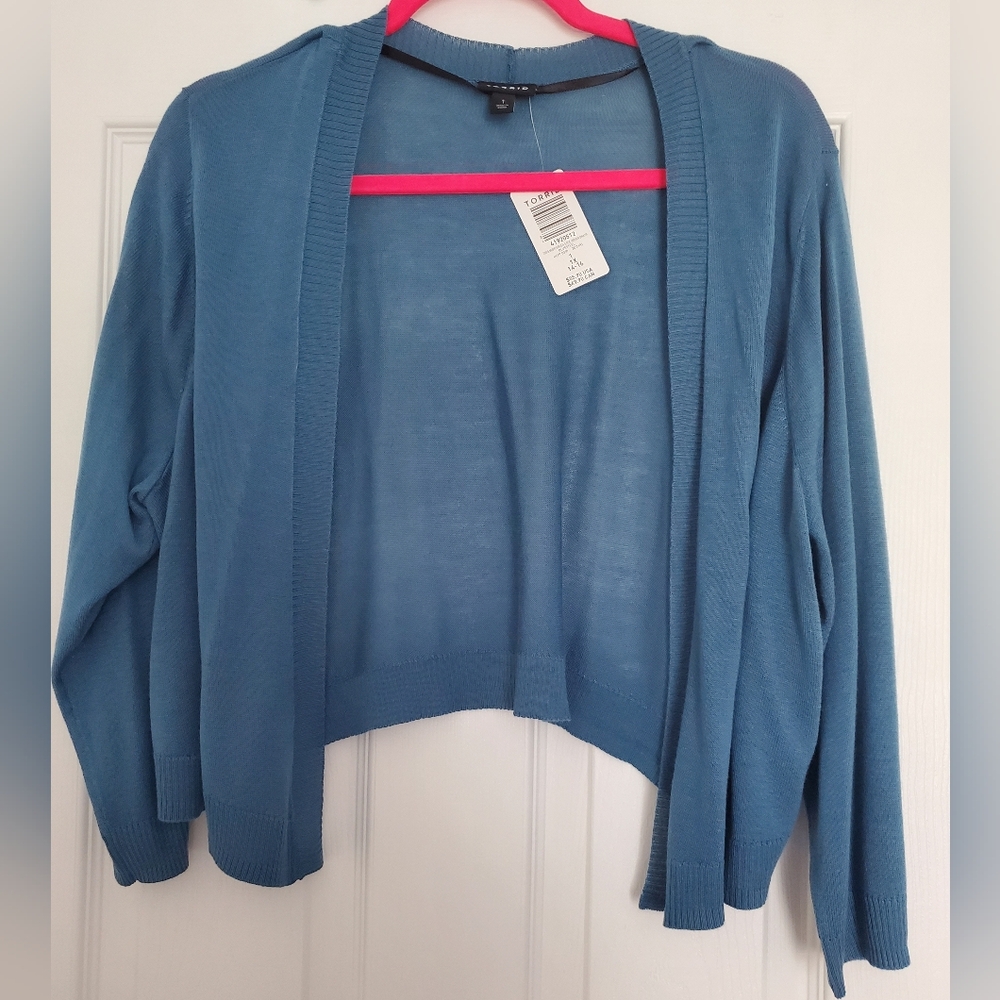 Torrid Blue Cardigan Sweater Open Front Lightweight